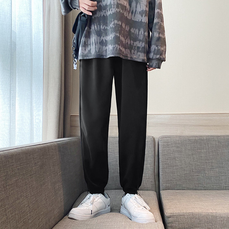 2021秋冬宽松束脚拉链潮灰色卫裤休闲裤子KD50,男装休闲裤,电商D321A