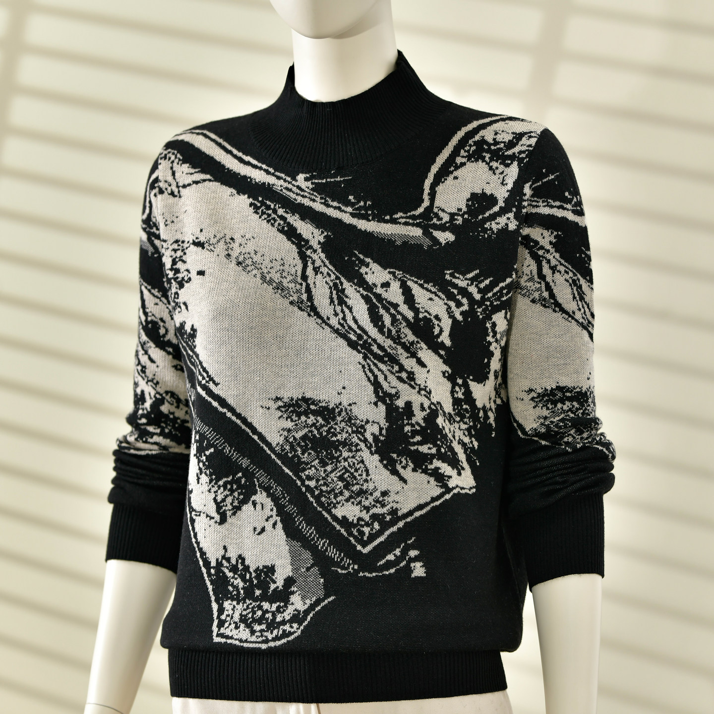 2025秋冬新款黑色半高领羊毛衫女宽松显瘦气质百搭针织毛衣打底,女装/女士精品,毛衣,淘宝优惠券,粉丝福利购,淘宝优惠卷