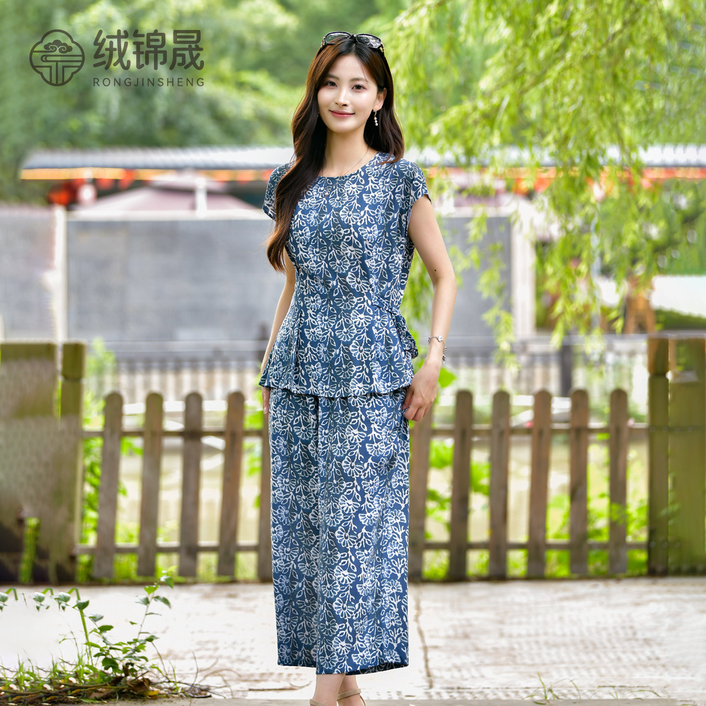 夏季新款时尚棉绸九分裤套装女图片