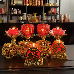 饰灯 金钱袋福字蜡烛旺字玻璃杯水晶果冻灯家用摆件烛罩布罩道具装