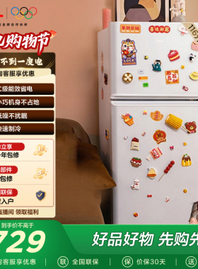 TCL 116升迷你双门电冰箱白色二级能效节能低音宿舍租房小型家用