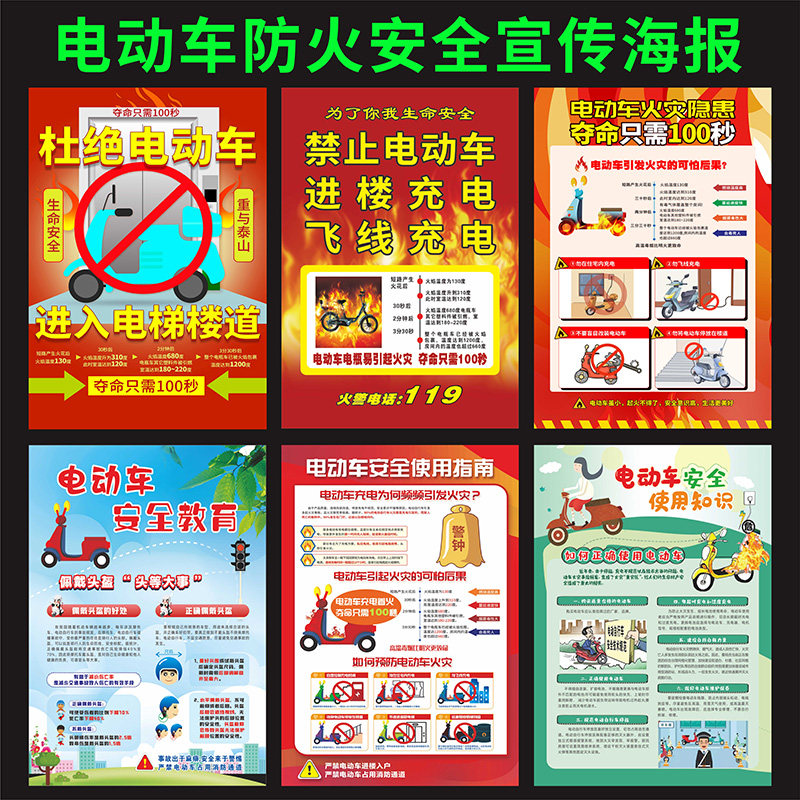 电动车防火安全海报贴消防安全宣传墙贴预防电动车火灾标语贴画,个性定制/设计服务/DIY,写真/海报印制,淘宝优惠券,粉丝福利购,淘宝优惠卷