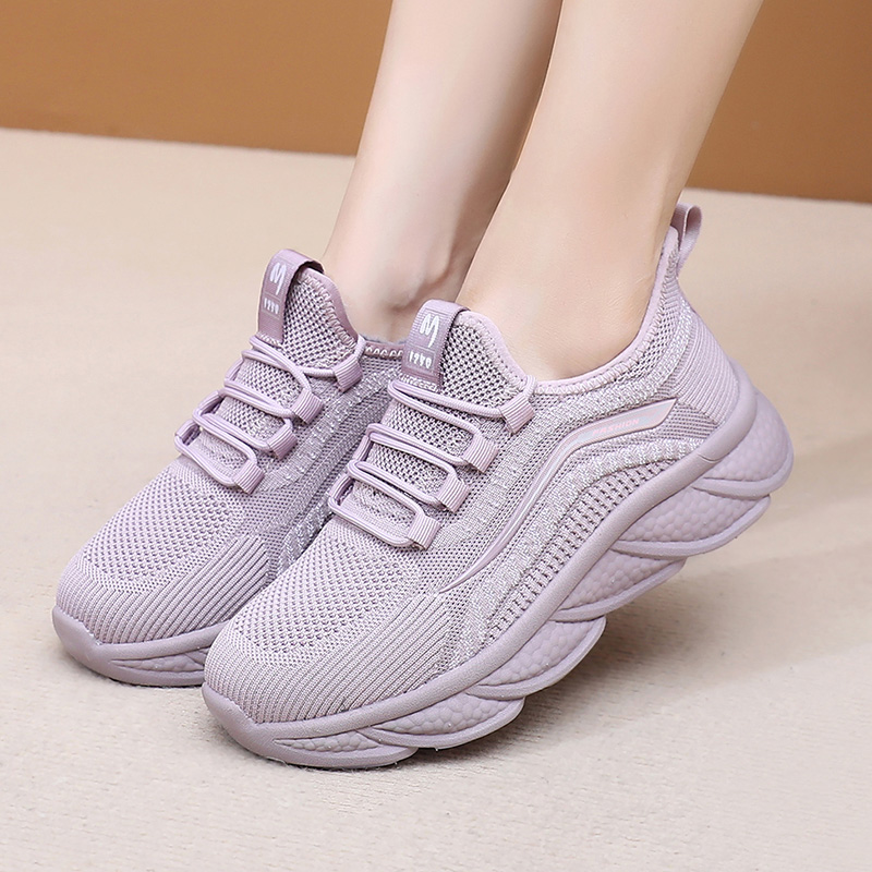 冬季妈妈棉鞋加绒加厚保暖棉鞋飞织运动休闲妈妈防滑健步老人棉鞋