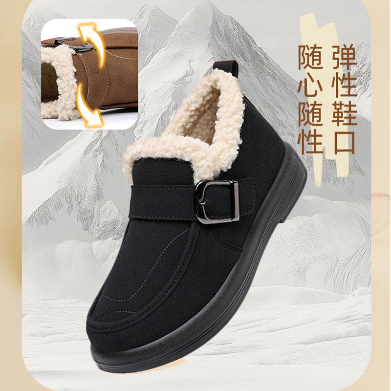 冬季新款加绒加厚保暖轻便棉鞋正品北京布鞋女防滑软底舒适妈妈鞋