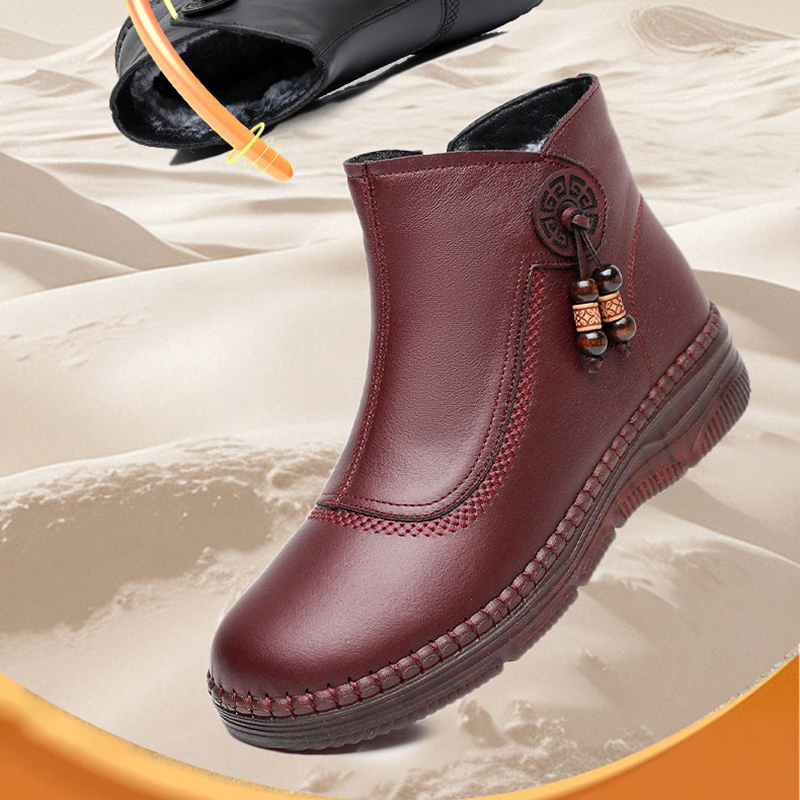 冬季老北京布鞋女靴子加绒保暖防皮妈妈棉鞋软底防滑短靴老人棉靴