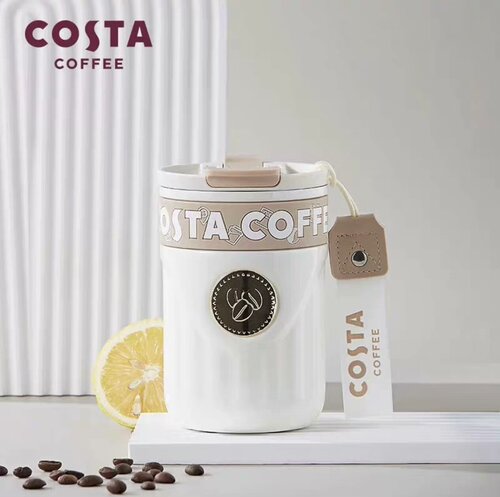 COSTA罗马香槟白咖啡杯保温杯316不锈钢随行杯高颜值杯420ml清仓