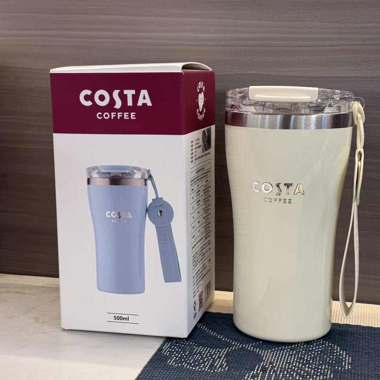 COSTA咖世家500ml云汐雾白调咖啡保温杯 316不锈钢带挂绳车载随行图片
