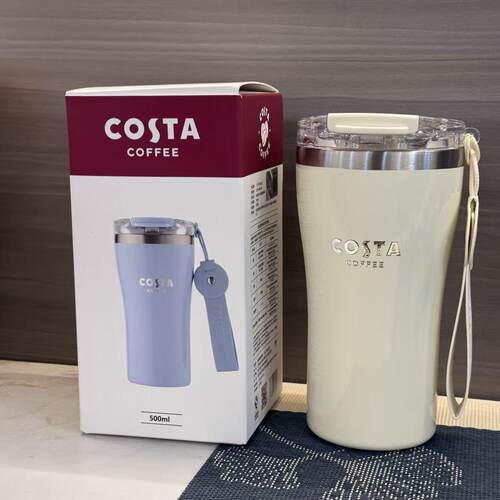 COSTA咖世家500ml云汐雾白调咖啡保温杯 316不锈钢带挂绳车载随行