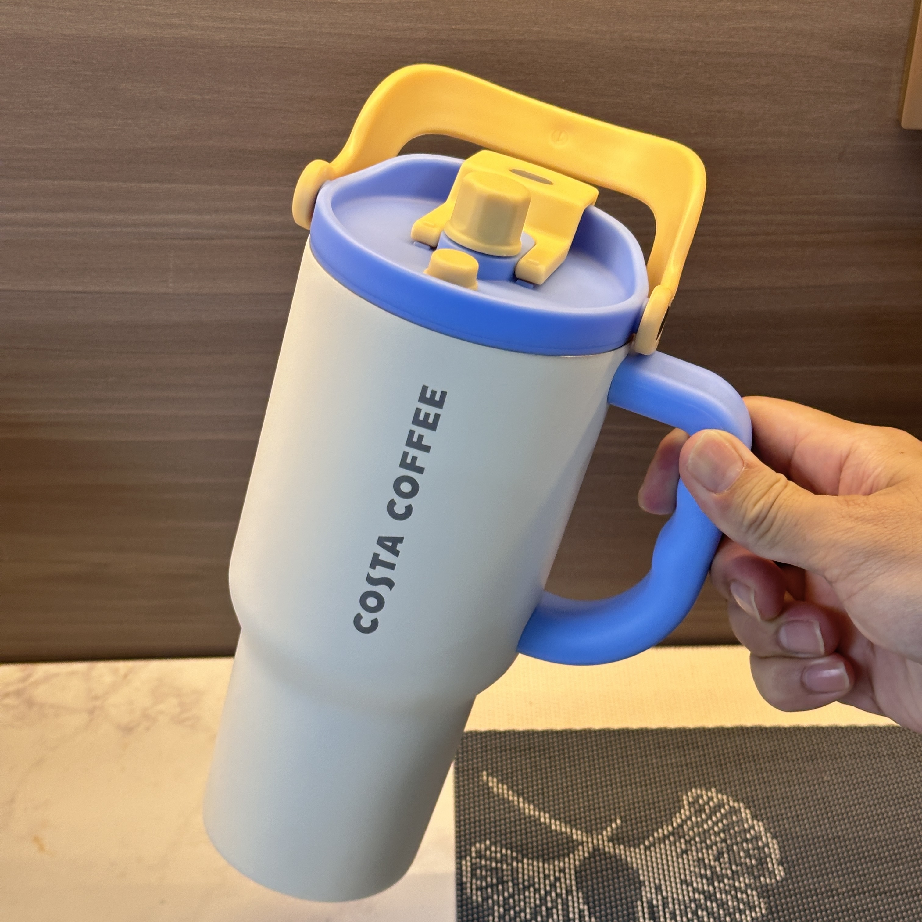 清仓COSTA蓝色保温杯1000ml大容量高颜值带手柄提手316保温杯绝版