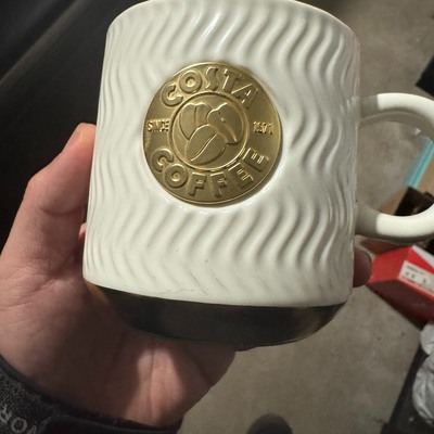 清仓costa咖啡杯波纹马克杯简约纯色陶瓷杯欧式复古铭牌水杯400ml