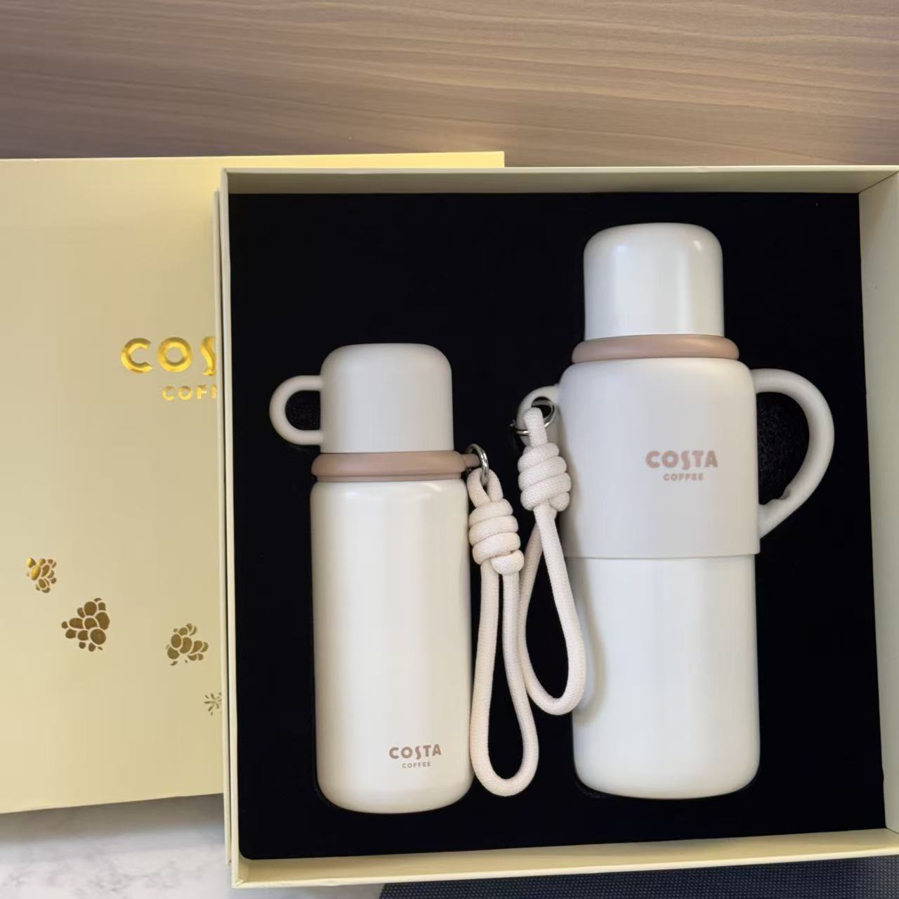 全新Costa惬意生活杯保温壶套装白色500ml+1000ml,316不锈钢内胆
