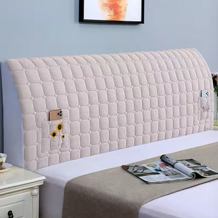 金橙优选床头罩秋冬款条绒加厚夹棉床头靠背垫布艺全包防尘保护罩