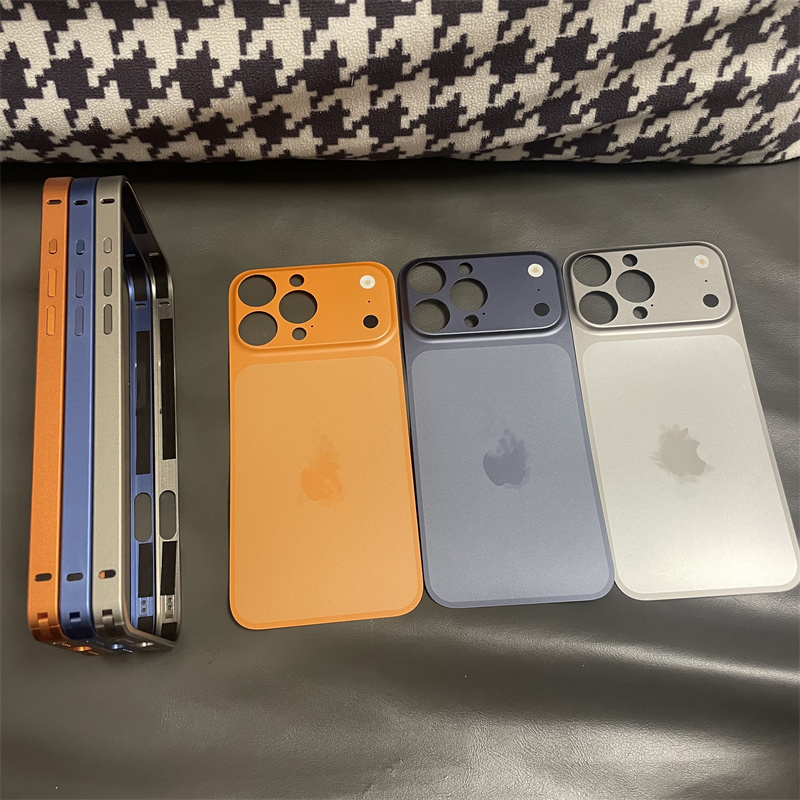 适用iPhone15Pro/16pro秒变17pro超薄磨砂后背贴膜苹果13/14/16promax秒变17金属边框带背板彩膜手机保护框12