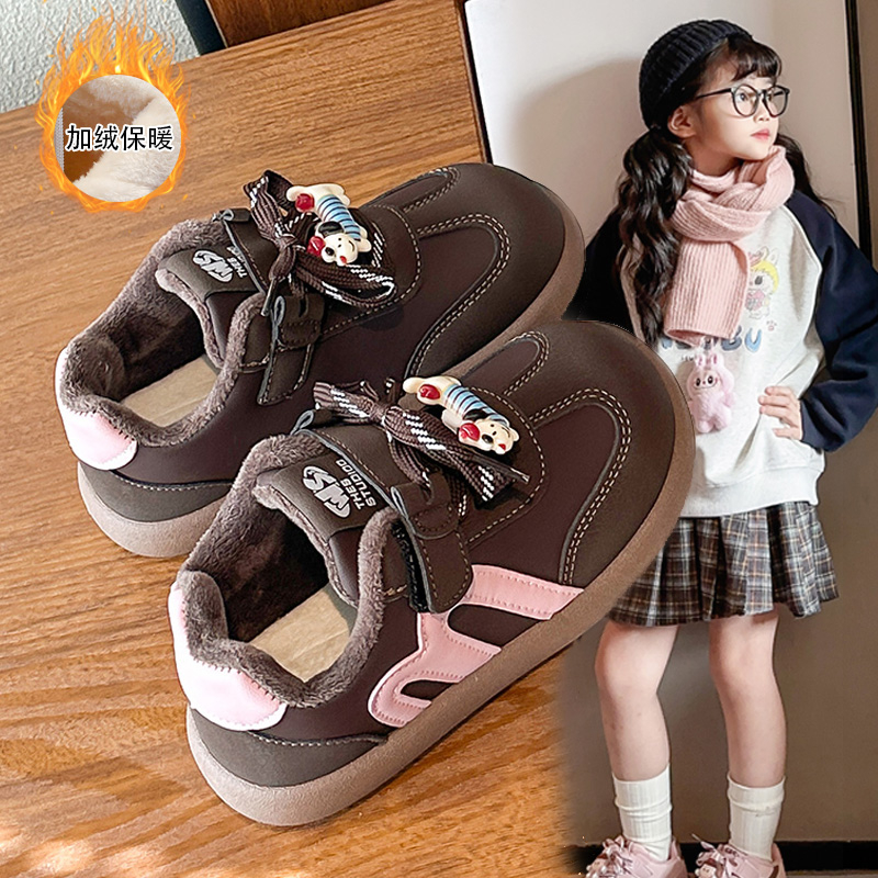 女童时尚百搭德训鞋2025新款秋冬软底软面运动鞋中大童轻便跑步鞋