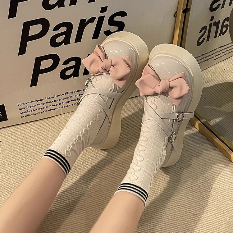 厚底蝴蝶结女童小皮鞋2024新款秋季lolita公主风玛丽珍舞蹈鞋百搭