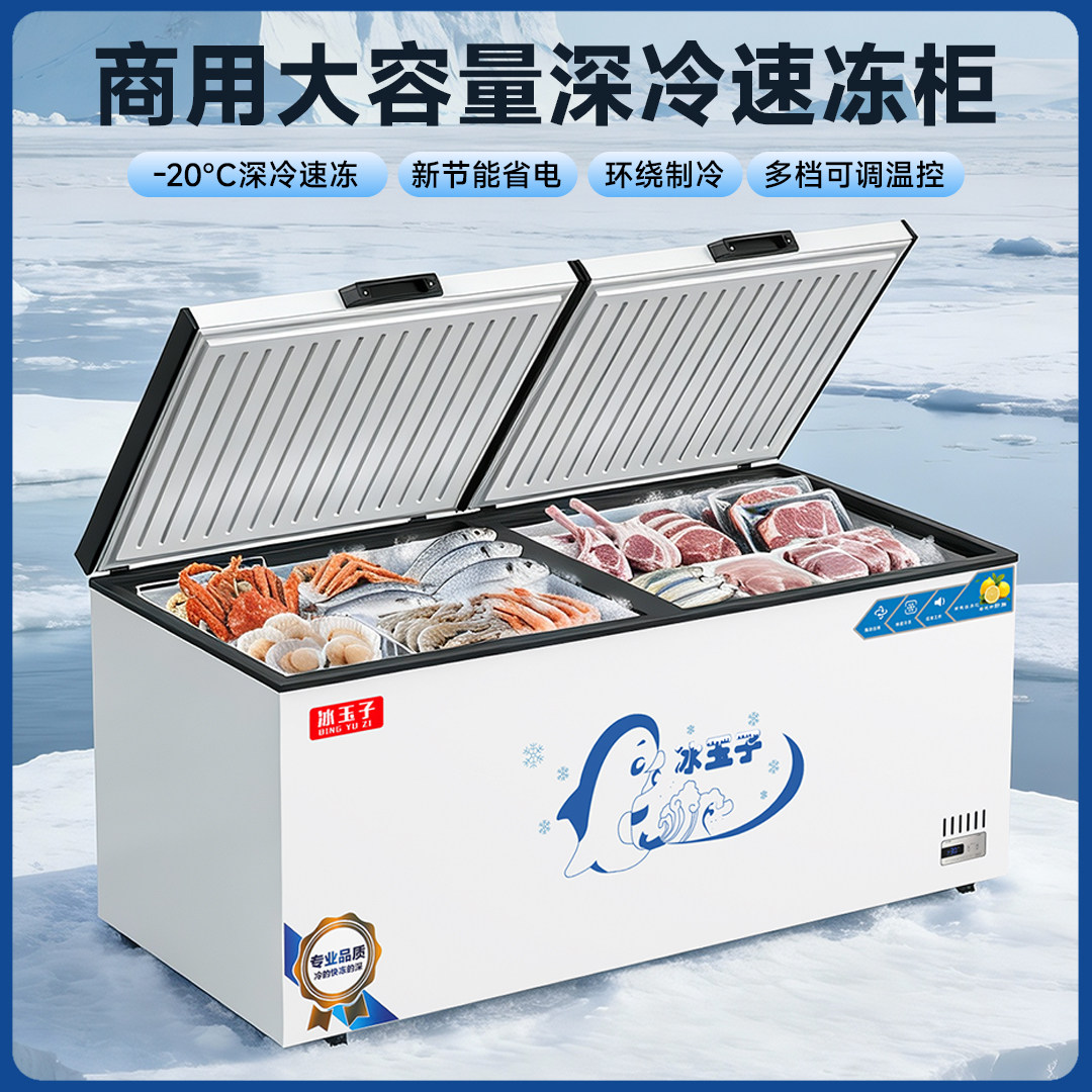 冰玉子冰柜商用大容量冰箱冷藏冷冻卧式超大单温双温铜管速冻柜