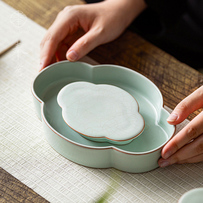 奉茗天青汝窑海棠功夫茶具