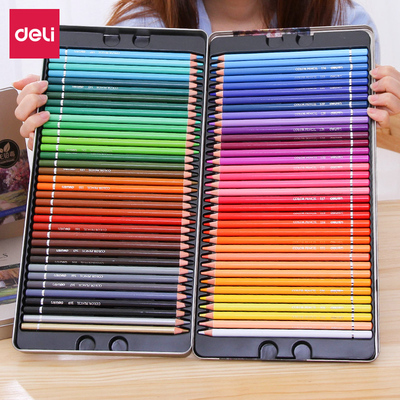 得力彩色铅笔铁盒手绘秘密花园