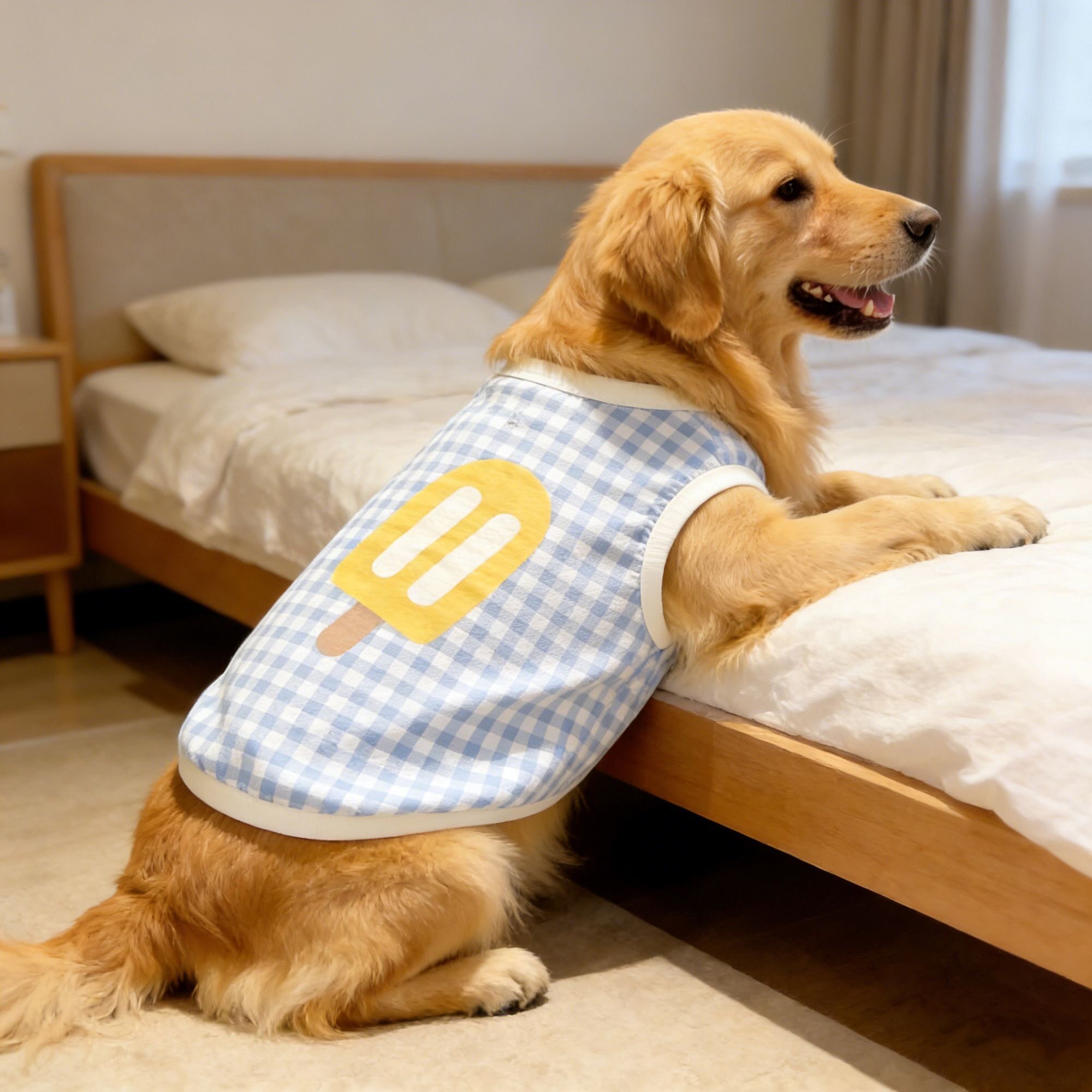 宠物狗狗夏季透气新款可爱雪糕造型背心中大型金毛边牧哈士奇衣服