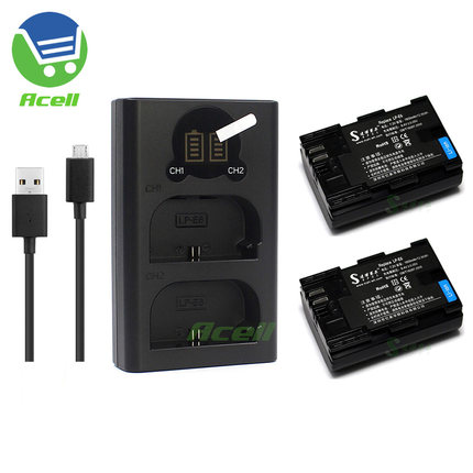 适用于 佳能EOS 6D 7D 60Da 5Ds 5D Mark II相机电池+USB充电器