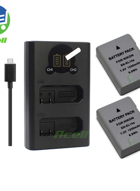 适用于 尼康EN-EL14a D3500 D5600 Df单反相机电池+USB双充充电器