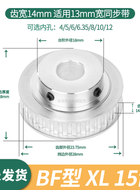 同步轮XL15齿宽14台内孔4 5 6 8 10 12PA15XL050伺服电机同步带轮
