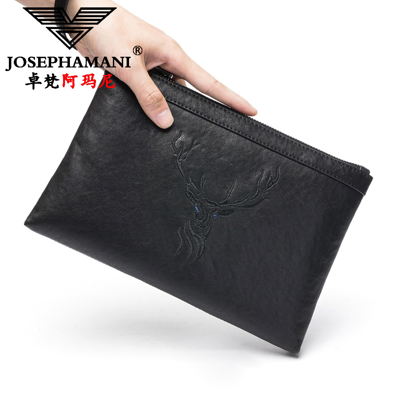 新款卓梵 阿玛尼男士包包真皮休闲商务手抓包信封包黑色手包男