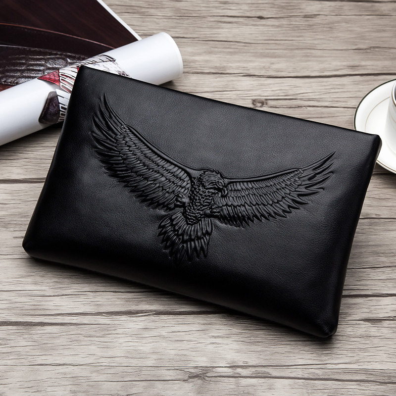 卓梵 阿玛尼正品时尚潮个性男士手拿包信封包真皮牛皮大容量手包