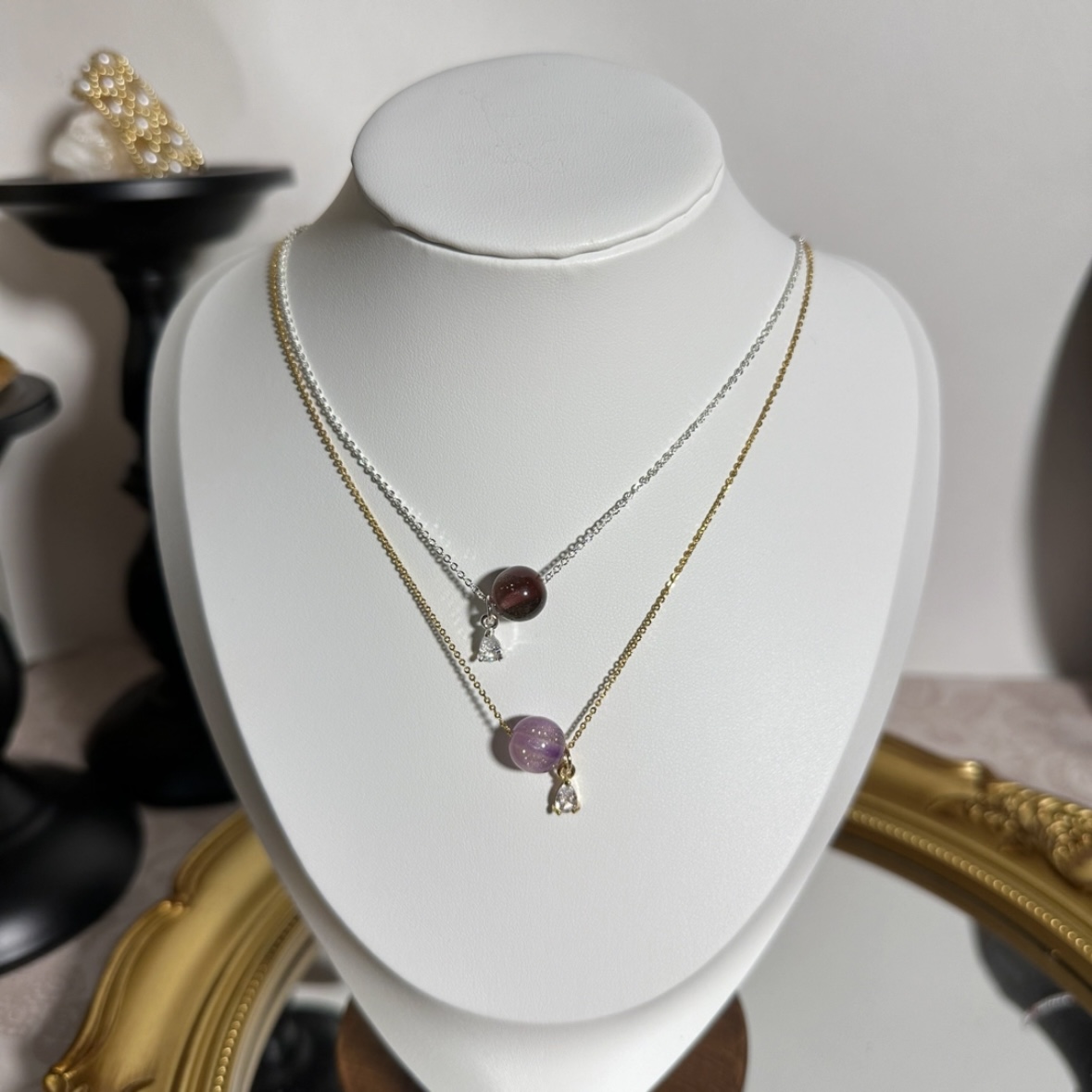 【原创变色项链】手作紫外线光变色百搭时尚颈链饰品铜镀金