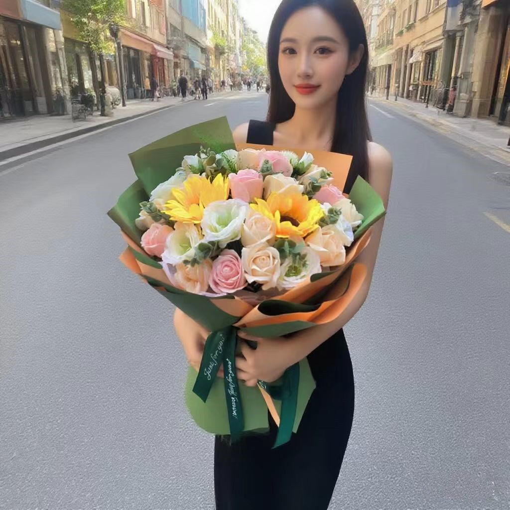 情人节仿真玫瑰香皂花成品现成生永生花
