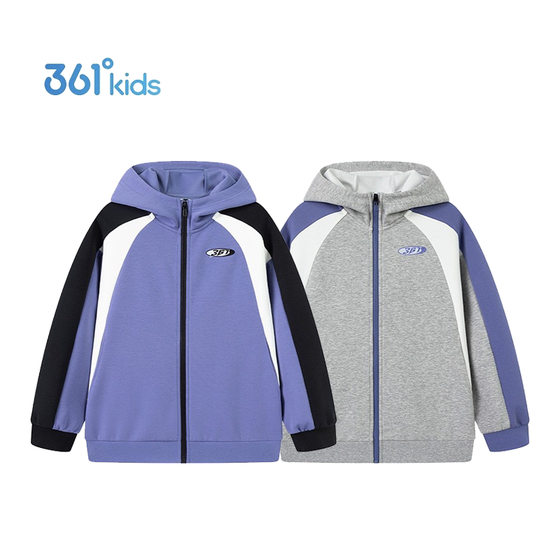 361度童装男童针织外套2025年夏季新款大童拉链防风连帽外套