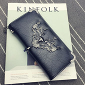 男钱包卡包韩版 ins欧美潮牌时尚 金属鹿头长款 青年男女百搭手拿包