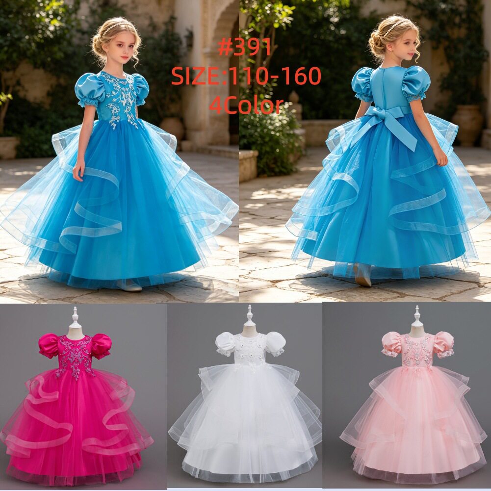 CPC CE认证女童礼服公主裙中大童舞台走秀连衣裙婚纱裙kids dress