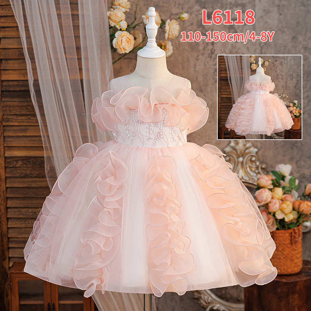 亚马逊新款儿童蓬蓬公主裙中大童褶皱刺绣婚纱礼服女童钢琴演奏服,童装/婴儿装/亲子装,儿童礼服,淘宝优惠券,粉丝福利购,淘宝优惠卷