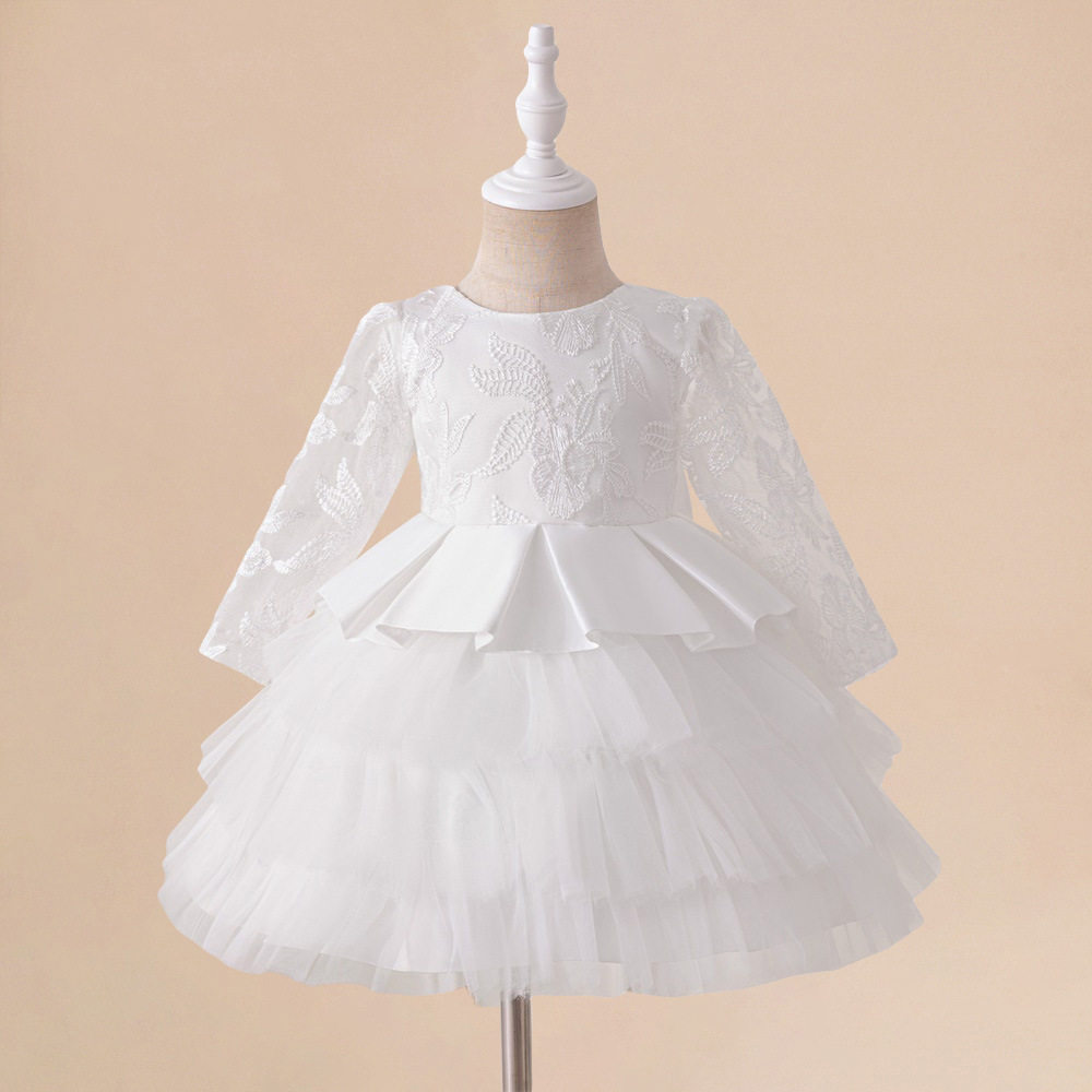 派对礼服婴幼儿长袖贴花蛋糕裙