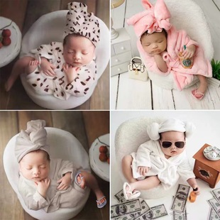 新生儿摄影自拍创意室内浴袍婴儿睡衣影楼休闲男女宝宝拍照套装
