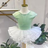 夏季 女童芭蕾舞服儿童练功服灰色少儿体操服纯棉中国舞考级服开裆