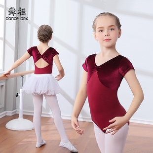 女童金丝绒舞蹈服夏儿童练功服短袖 新款 幼儿体操服少儿芭蕾形体服