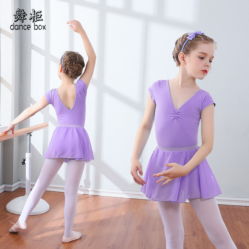 夏季新款棉儿童短袖裙幼儿园芭蕾舞练功服女童分体舞蹈服厂家