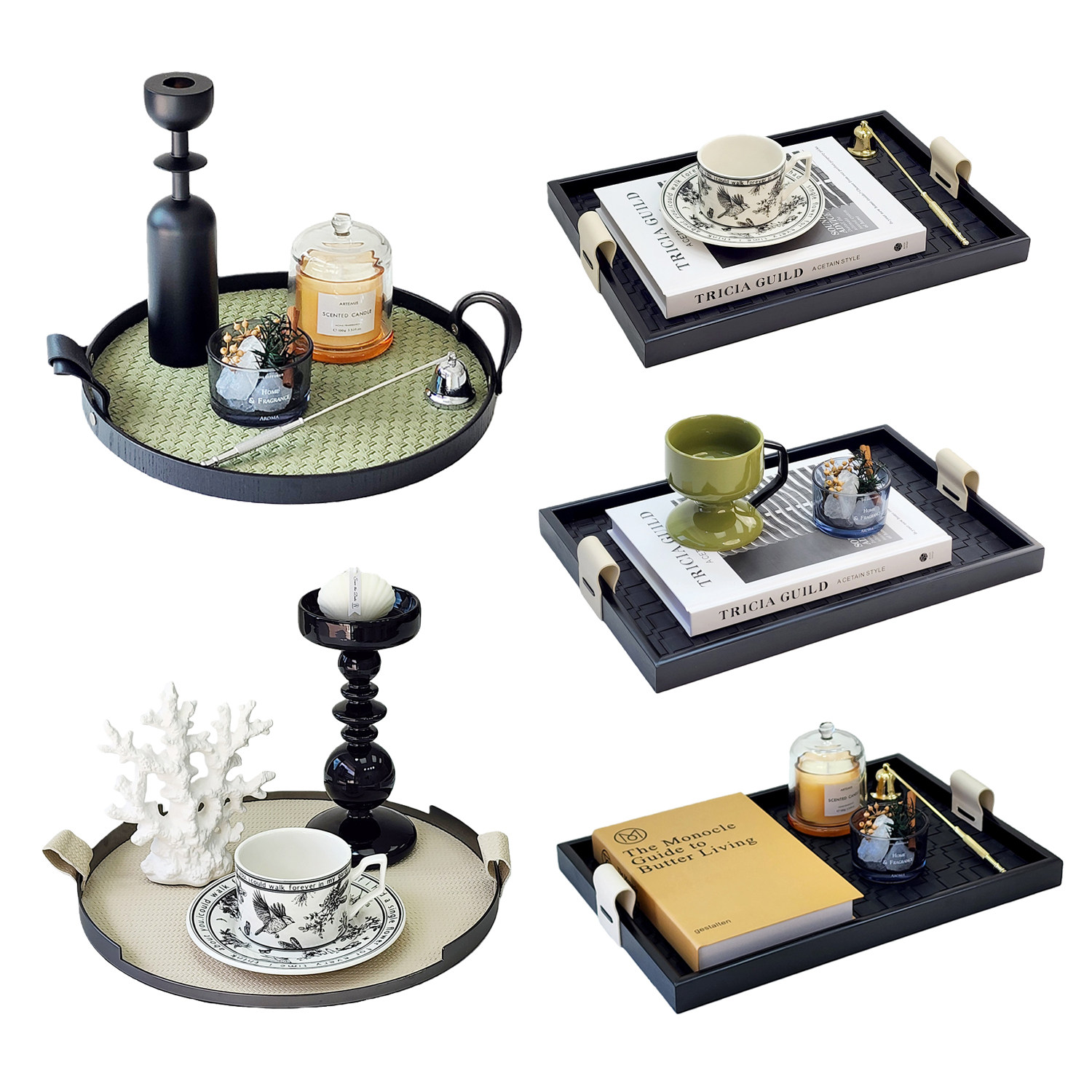 北欧轻奢金属编织桌面收纳托盘