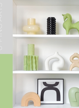 简约现代样板间书柜家居摆件软装