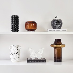 现代样板间书柜简约软装家居饰品陶瓷雕塑玻璃创意桌面摆件ZH3862