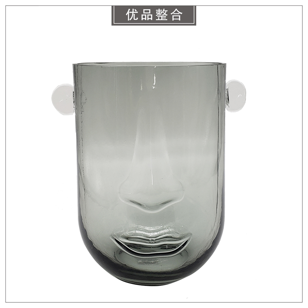 样板间书房灰色人脸玻璃软装饰品