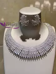 Super Shiny Light Luxury Full Diamond Banquet Necklace Zircon Earring Set Wedding Bride Bridesmaid Jewelry Accessories Women's Gift
