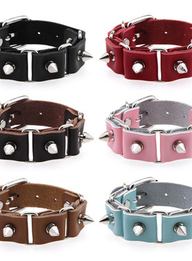 欧美朋克手链真皮牛皮可调节