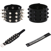 朋克风欧美夸张皮手镯铆钉手链嘻哈街舞街拍腕带男女手饰个性 手环