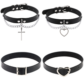 朋克亚比风爱心十字架黑色项圈猫头蝙蝠小众原创设计风项链配饰