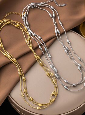 长款气质小众轻奢百搭多层新款奢华项链冷淡风钛钢不掉色叠戴饰品