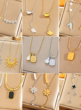 欧美简约精致通体钛钢炉内18K真金项链女ins网红锁骨链饰品不掉色