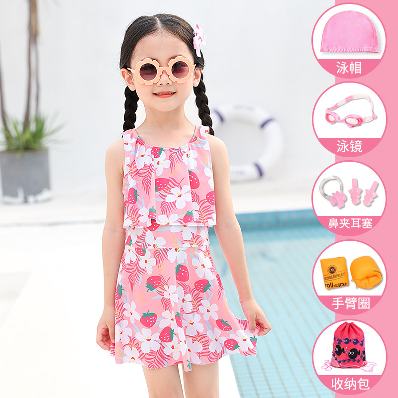 女童裙式2025新款速干儿童泳衣